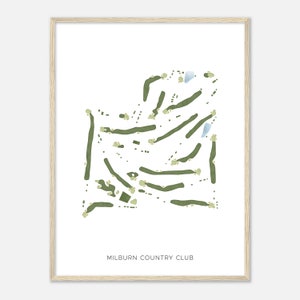 Milburn Country Club, Kansas - Modern Watercolor Map | Golfer Gift, Golf Wall Art, Golf Poster Print, Course Layout