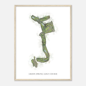 Parcours de golf de Green Spring, Utah - Carte aquarelle classique | Cadeau golfeur, oeuvre d'art murale de golf, impression d'affiche de golf, aménagement du parcours