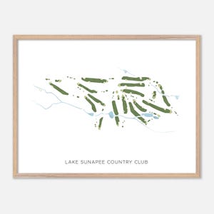 Lake Sunapee Country Club a New London, New Hampshire - Mappa moderna ad acquerello / Regalo per golfisti, Arte murale per golf, Stampa poster per golf