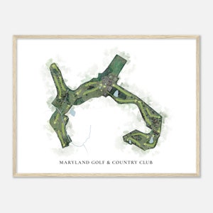 Maryland Golf & Country Club, Maryland - Mappa classica ad acquerello / Regalo per golfisti, Arte da parete per golf, Stampa poster di golf, Layout del campo