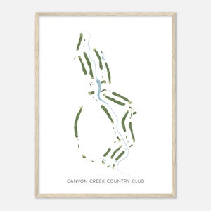 Canyon Creek Country Club, Texas - Mappa acquerello moderna / Regalo per golfista, Arte da parete per il golf, Stampa poster di golf, Layout del campo