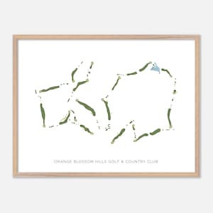 Orange Blossom Hills Golf & Country Club in The Villages, Florida: moderne aquarelkaart | Golfcadeau, golfmuurkunst