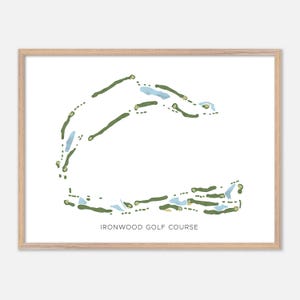 Ironwood-golfbaan in Gainesville, Florida: moderne aquarelkaart | Golfcadeau, golfmuurkunst, golfposterprint, baanindeling