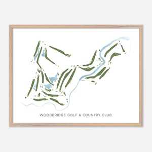 Woodbridge Golf & Country Club a Woodbridge, California - Mappa moderna ad acquerello / Regalo per golfisti, Arte murale per golf, Stampa poster per golf