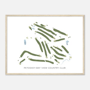 Petoskey-Bay View Country Club, Michigan - Mappa acquerello moderna / Regalo per golfisti, Arte da parete per golf, Stampa poster di golf, Layout del campo