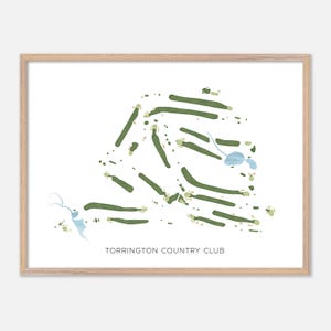 Torrington Country Club a Goshen, Connecticut - Mappa moderna ad acquerello / Regalo per golfisti, Arte murale per golf, Stampa poster per golf, Layout del campo