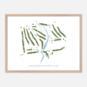 Lancaster Country Club in Lancaster, New York - Moderne Aquarell Landkarte | Golfer Geschenk, Golf Wandkunst, Golf Poster Druck, Platz Layout