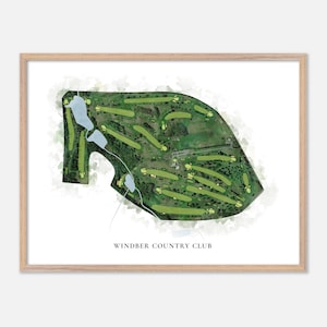 Windber Country Club à Salix, Pennsylvanie - Carte aquarelle classique | Cadeau golfeur, oeuvre d'art murale de golf, impression d'affiche de golf, aménagement du parcours