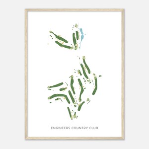 Engineers Country Club, New York - Mappa acquerello moderna / Regalo per golfista, Arte da parete per il golf, Stampa poster di golf, Layout del campo