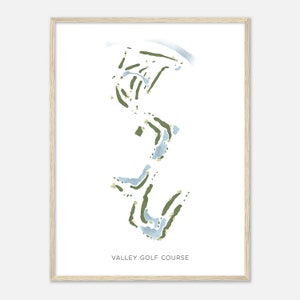 Valley Golf Course, Minnesota - Moderne aquarelkaart | Golfer cadeau, golf kunst aan de muur, golf poster print, baanindeling