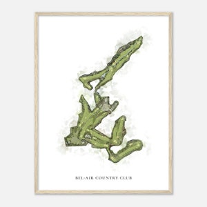 Bel-Air Country Club, Kalifornien - Klassische Aquarell Landkarte | Golfer Geschenk, Golf Wandkunst, Golf Poster Druck, Platz Layout