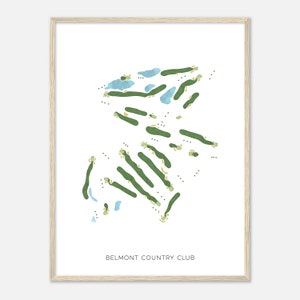 Belmont Country Club, Massachusetts - Modern Watercolor Map | Golfer Gift, Golf Wall Art, Golf Poster Print, Course Layout
