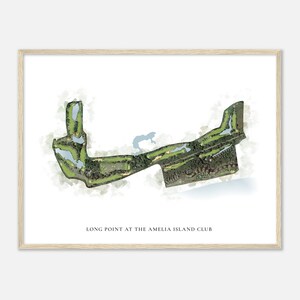 Long Point bij de Amelia Island Club, Florida - Klassieke aquarelkaart | Golfer cadeau, golf kunst aan de muur, golf poster print, baanindeling