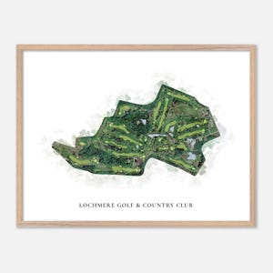 Lochmere Golf & Country Club a Tilton, New Hampshire - Mappa classica ad acquerello / Regalo per golfisti, Arte murale per golf, Stampa poster per golf