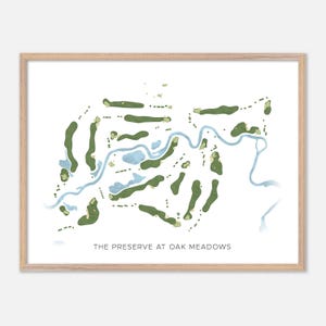 Das Reservat bei Oak Meadows in Wood Dale, Illinois - Moderne Aquarell Landkarte | Golfer Geschenk, Golf Wandkunst, Golf Poster Druck