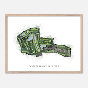 Covered Bridge Golf Club in Sellersburg, Indiana - Klassische Aquarell Karte | Golfer Geschenk, Golf Wandkunst, Golf Poster Druck, Platz Layout