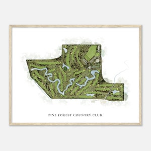 Pine Forest Country Club, Texas - Klassische Aquarell Landkarte | Golfer Geschenk, Golf Wandkunst, Golf Poster Druck, Platz Layout