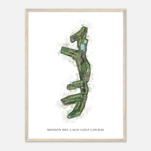 Mission Del Lago Golf Club, Texas - Klassische Aquarell Landkarte | Golfer Geschenk, Golf Wandkunst, Golf Poster Druck, Platz Layout