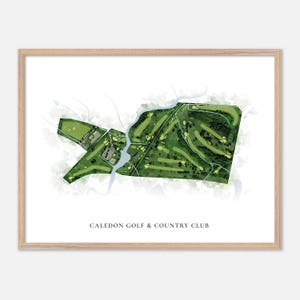 Caledon Golf & Country Club a Caledon, Canada - Mappa classica ad acquerello / Regalo per golfisti, Arte murale per golf, Stampa poster per golf, Layout del campo