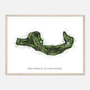 De generaal in Eagle Ridge, Illinois - Klassieke aquarelkaart | Golfer cadeau, golf kunst aan de muur, golf poster print, baanindeling