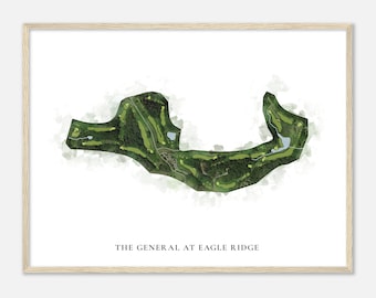 The General at Eagle Ridge, Illinois - Classic Watercolor Map | Golfer Gift, Golf Wall Art, Golf Poster Print, Course Layout