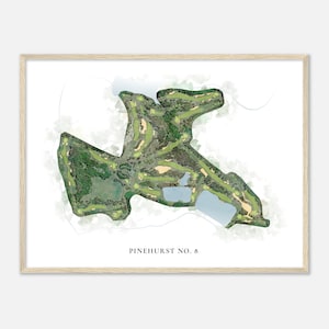 Pinehurst No 8, North Carolina - Klassische Aquarell Landkarte | Golfer Geschenk, Golf Wandkunst, Golf Poster Druck, Platz Layout