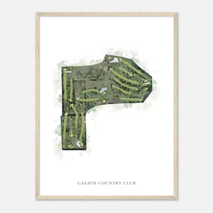 Galion Country Club, Ohio - Klassische Aquarell Landkarte | Golfer Geschenk, Golf Wandkunst, Golf Poster Druck, Platz Layout