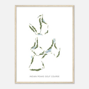 Indian Peaks Golfbaan, Colorado - Moderne aquarelkaart | Golfer cadeau, golf kunst aan de muur, golf poster print, baanindeling