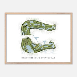 Miccosukee Golf & Country Club in Miami, Florida: klassieke aquarelkaart | Golfcadeau, golfmuurkunst, golfposterprint, baanindeling