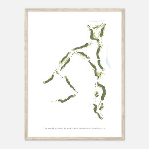 Der Landverlauf im Monterrey Halbinsel Country Club, Kalifornien - Moderne Aquarell Landkarte | Golfer Geschenk, Golf Wandkunst, Golf Poster Druck