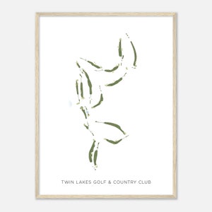 Twin Lakes Golf & Country Club, Washington - Moderne aquarelkaart | Golfer cadeau, golf kunst aan de muur, golf poster print, baanindeling