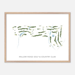 Willow Ridge Golf & Country Club a Blenheim, Canada - Mappa moderna ad acquerello / Regalo per golfisti, Arte murale per golf, Stampa poster per golf