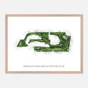 Emerald Links Golf & Country Club in , Kanada - Klassische Aquarell-Landkarte | Golfer Geschenk, Golf Wandkunst, Golf Poster Druck, Platz Layout