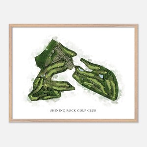 Club de golf de Shining Rock à Northbridge, Massachusetts - Carte aquarelle classique | Cadeau golfeur, oeuvre d'art murale de golf, impression d'affiche de golf, aménagement du parcours