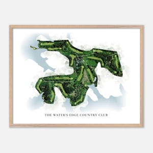 The Water's Edge Country Club en Penhook, Virginia: mapa de acuarela clásico, regalo para golfistas, arte mural de golf, póster de golf