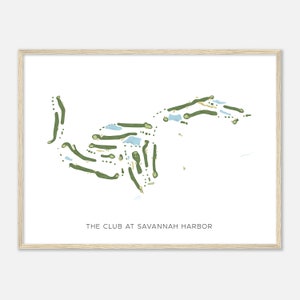The Club at Savannah Harbor, Georgia - Mapa moderno de acuarela / Regalo de golfista, Arte de pared de golf, Impresión de carteles de golf, Diseño del campo
