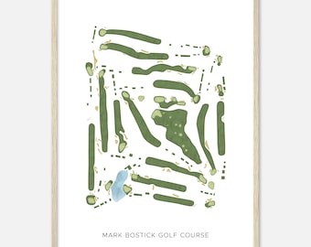 Mark Bostick Golf Course, Florida - Modern Watercolor Map | Golfer Gift, Golf Wall Art, Golf Poster Print, Course Layout