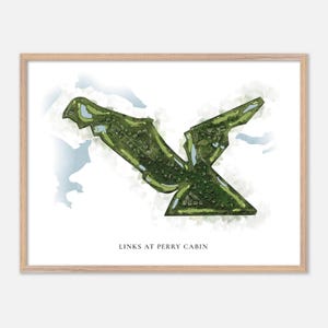 Links bij Perry Cabin in , Maryland: klassieke aquarelkaart | Golfcadeau, golfmuurkunst, golfposterprint, baanindeling