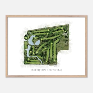 Okoboji Ansicht Golf Platz in Spirit Lake, Iowa - Klassische Wasserfarben Karte | Golfer Geschenk, Golf Wandkunst, Golf Poster Druck, Platz Layout