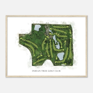 Indian Tree Golf Club, Colorado - Klassieke aquarelkaart | Golfer cadeau, golf kunst aan de muur, golf poster print, baanindeling