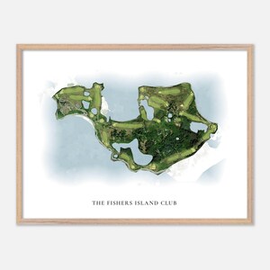 Der Fishers Island Club in Fishers Island, New York - klassische Aquarell-Karte | Golfer Geschenk, Golf Wandkunst, Golf Poster Druck