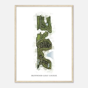 Ironwood Golf Course, Illinois - Classic Watercolor Map | Golfer Gift, Golf Wall Art, Golf Poster Print, Course Layout