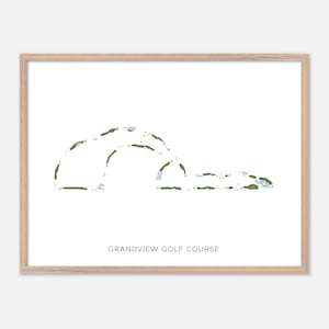 Campo de golf Grandview en Sun City West, Arizona: mapa de acuarela moderno, regalo para golfistas, arte mural de golf, impresión de póster de golf, diseño del campo