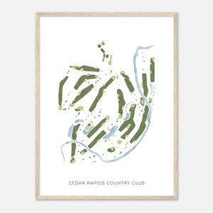 Cedar Rapids Country Club, Iowa - Modern Watercolor Map | Golfer Gift, Golf Wall Art, Golf Poster Print, Course Layout