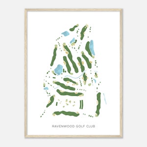 Ravenwood Golf Club, New York - Modern Watercolor Map | Golfer Gift, Golf Wall Art, Golf Poster Print, Course Layout