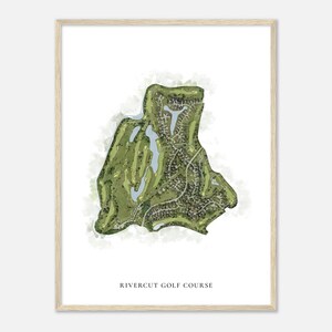 Rivercut Golf Club, Missouri - Klassische Aquarell Karte | Golfer Geschenk, Golf Wandkunst, Golf Poster Druck, Platz Layout