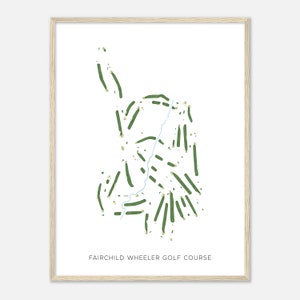 Fairchild Wheeler Golfbaan, Connecticut - Moderne aquarelkaart | Golfer cadeau, golf kunst aan de muur, golf poster print, baanindeling
