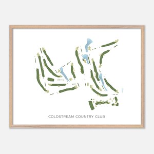 Coldstream Country Club a Cincinnati, Ohio - Mappa moderna ad acquerello / Regalo per golfisti, Arte murale per golf, Stampa poster per golf, Layout del campo