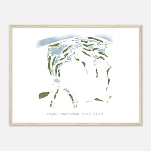 Osage National Golf Club, Missouri - moderne aquarelkaart | Golfer cadeau, golf kunst aan de muur, golf poster print, baanindeling
