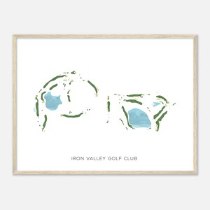 Iron Valley Golf Club, Pennsylvania - Moderne aquarelkaart | Golfer cadeau, golf kunst aan de muur, golf poster print, baanindeling